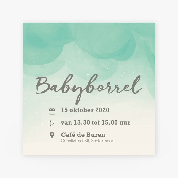 Babyborrelkaart watercolor groen