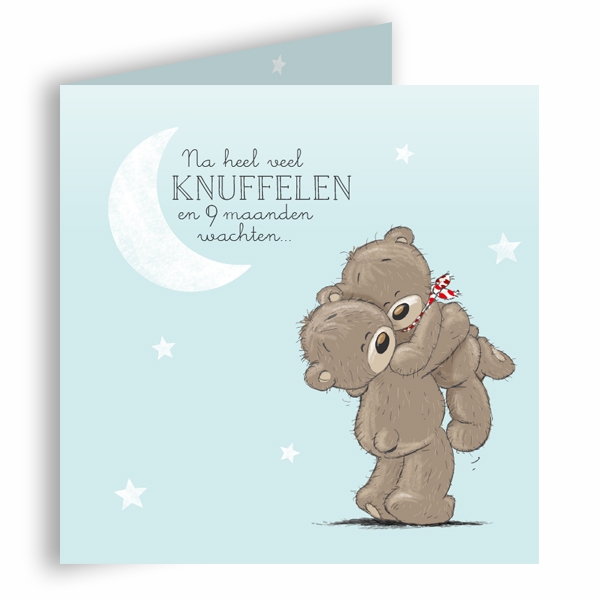 Geboortekaartje met knuffelende beren