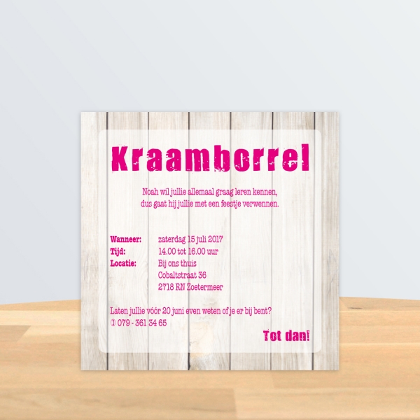 Kraamborrelkaart - Steigerhout