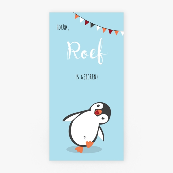 Langwerpig pinguin Roef blij