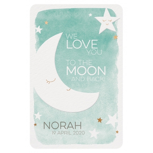 Romantisch geboortekaartje 'Love you to the moon and back'