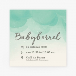 La Carte Exclusief 2 - Babyborrelkaart watercolor groen