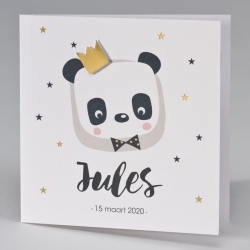 Buromac Baby Folly - Geboortekaart met panda en gouden kroon