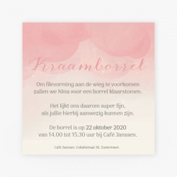 La Carte Exclusief 2 - Kraamborrelkaartje Watercolor Roze