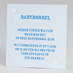 Buromac Baby Folly - Lichtblauw borrelkaartje met witte sterren