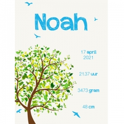 Geboorteproduct Posters - Poster 1 vogels en boom