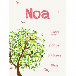 Geboorteproduct Posters - Poster 1 vogels en boom