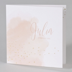 Roze aquarel met confetti in goudfolie