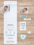 Belarto Hello World  - Hip geboortekaartje in mintkleur met touw en labels