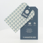 La Carte Exclusief 2 - label blauw met patroon driehoek